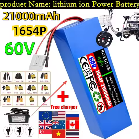 60V 21Ah New 18650 16S4P 1800W lithium battery pack,for High-Power 67.2V Motorcycle Tricycle Backup 