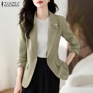 Esolo ZANZEA เสื้อเบลเซอร์ผู้หญิงสไตล์เกาหลีเสื้อธุรกิจแขนยาวเสื้อสูทออฟฟิศ OL เสื้อคลุมทางการ KRS #10