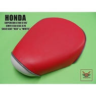 SINGLE SEAT "RED" & "WHITE" with "GREY" TRIM Fit For HONDA SUPERCUB C50 C65 C70 C90 C100 C102 // RED