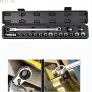 72 Tooth Ratcheting Pass Through Socket Wrench Set 12 Point 17 Piece Alloy Steel