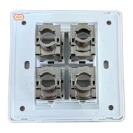 4 Sockets CAT6A RJ45 Faceplate LAN Network Outlet Jack Shielded Ethernet Wall Panel Board 86x86mm Ne
