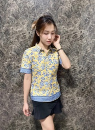 เสื้อเชิ้ตอัดกาว ลายปาเต๊ะพัด ร้านผ้าไทยบ้านรอดวงษ์