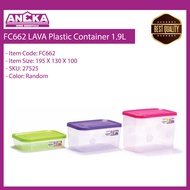 FC662 LAVA Plastic Container 1.9L - Multipurpose Storage Food Container Organizers Lunch Box Tupperware