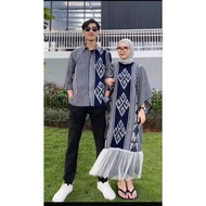 Couple Set Woven Ikat NAVY-GREY Lurik CP666 Raya Dress for Pre-Wedding Invitations