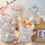 Bouquet of 7 knitted wool, with room, lamp, simulation of puffy flowers, small fragrant wind, bouque