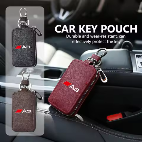 Car Litchi Patterned Key Bag Wallet ID Card Coin Purse For Audi RS A1 A2 A3 A5 A6 A8 RS7 RS8 ABT