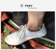 Genuine Goods S999 Sterling Silver round Beads Anklet Female K-style Fashion Minimalist Pure Silver