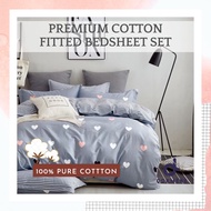 【DORMERE】Premium 1500TC Pure Cotton Fitted Bedsheet (Single /Queen /King Size) Cadar Cotton Cadar Ge