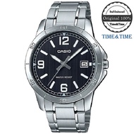 Time&amp;Time CASIO Standard นาฬิกาข้อมือผู้ชาย สีดำ/เงิน สายสแตนเลส รุ่น MTP-V004D-1B2UDF (ประกัน CMG)