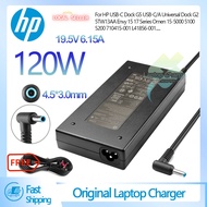 120W 19.5V 6.15A HP Charger for HP USB-C Dock G5 G4 USB-C/A Universal Dock G2 Envy Touchsmart 14 15