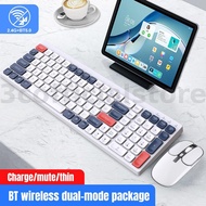 BK100 Wireless Keyboard and Mouse Set Bluetooth 2.4GHz Type C Rechargeable Mini Silent Pc Slim Offic