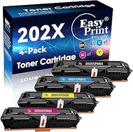 (4-Pack, BK+C+M+Y, High Yield) Compatible 202X 202A Toner Cartridge CF500X Work for HP Laserjet Pro 