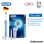 Lulueyou Braun Oral-B PRO 2000 Electric Rechargeable Toothbrush D20.524.2M with 2 Brush Heads