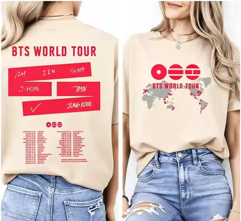 Kpop BTS Concert World Tour T-shirt B.t.s Comeback Tour T-shirt 2026 Summer Men's Women's Cotton Fam