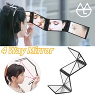 360 Foldable Mirror 360 Folding Barber Mirror Portable Folding Makeup Mirror 4 Way Mirror 4 Sides Ba