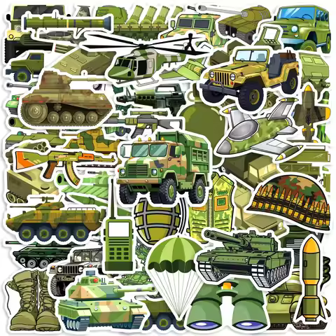 50/100 Pcs Tank Missile Helicopter Military Camouflage Equipment Enthusiast Stickers for Cup Skate S