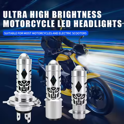 1x H4 LED Dual Color Motorcycle Headlight Bulbs BA20D S2 P15D H6 6000K Hi/Lo Beam 12V Moto Fog Lamp 