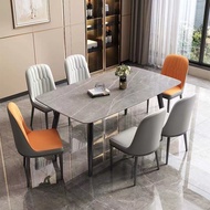 【Sg Stock】Nordic Marble Dining Table Chair Modern Simple High Temperature-resistant Sintered Stone Rectangle