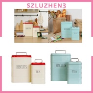 [Szluzhen3] 2Pcs Kitchen Canisters Jars Modern Tins Storage Bread Bin Bread Storage Container for Pantry Countertop Flour