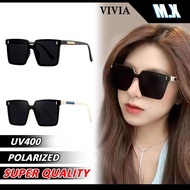 Cermin Mata Hitam Terpolarisasi, Fesyen Korea, MX STUDIO-VIVIA, Perlindungan UV, Uniseks, Bingkai Se