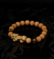 六字大明咒 精鋼豼貅 崖柏木珠 10mm 手鍊
