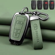 Zinc Alloy Nubuck & Car Key Case Cover Shell Keychain Buttons Genuine Leather Protection For Toyota 