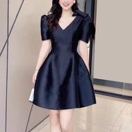 IBUY Spring 2024 V-Neck Narrow Waist Black Dress