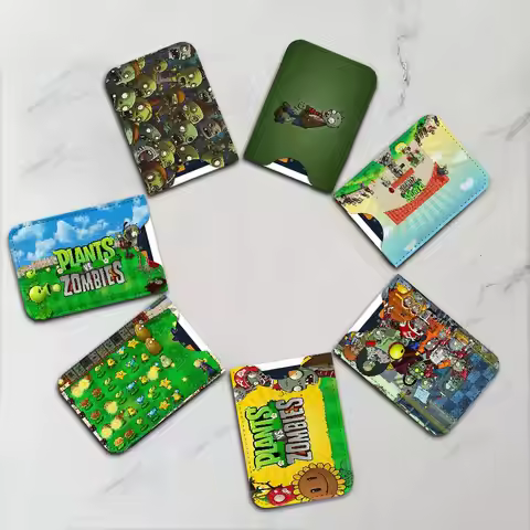 P-Plants-vs-Zombie Cartoon Light Soft Leather Mini Card Holder, Ultra Slim Credit Card Wallet for Un