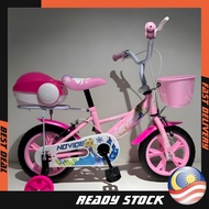 Novice 12" BMX Snow Princess Kid Bike Kids Bike BMX With Back Storage And Front Basket Basikal Budak