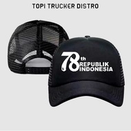 Men's and Women's Mesh Trucker Hats, 78th Indonesian Independence Day, Happy Indonesian Independence