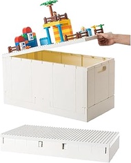 SHIMOYAMA 53 Qt. Folding Storage Box with Large Building Lid for Lego Duplo Blocks, 13 Gallon Collap