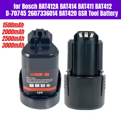 10.8V 12V 1.5-3Ah Battery for Bosch BAT412A BAT414 BAT411 BAT412 D-70745 2607336014 BAT420 GSR Tool 