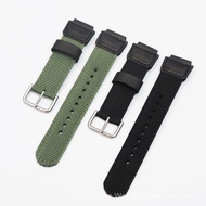 18mm Canvas & Leathe Band For AE-1200/AE-1000 Curved End Strap For SGW300/W218 Watch Nylonr Watch Ac