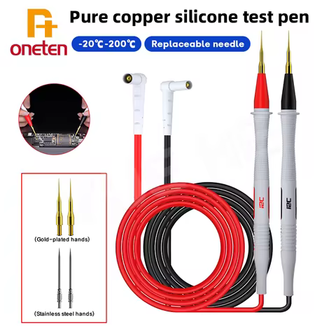 i2C 200-Core Silicone Test Leads Gold Plated Tips High Temp Resistant 120CM for Multimeter Bend Stra