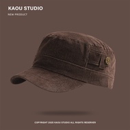 KAOU | Vintage Corduroy Cap Flat Top Design Autumn Winter Outdoor Casual Equestrian Face slimming