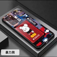 玻璃背 Bearbrick 暴力熊X米奇 手機套 Mobile Case Poco F4 GT 或 紅米K50 電競版