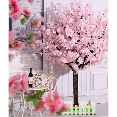 Artificial Cherry Trees Indoor Decor: Handmade Natural Fake Cherry Blossom Pink Tree Outdoor For Par