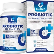 OLOBIO 300 Billion CFU Probiotic, Probiotics for Women Men, 12 Probiotics Strains + 3 Prebiotics, Daily Probiotic Supplement, Probiotics for digestive health, Immune, Gut &amp; Bloating, Shelf Stable, 60 Counts 60 Count (Pack of 1)