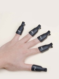 5 piezas Clips negro para quitar esmalte de uñas, clips de plástico reutilizables para uñas de dedos para quitar, clip de tapa de esmalte de gel acrílico para uñas, herramienta de envoltura de eliminación de esmalte de gel Uv