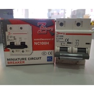 ( โปรโมชั่น++) คุ้มค่า เมนเซอร์กิตเบรกเกอร์ 2P 100A 10KA แบบเกาะราง NC100H Zeberg อุปกรณ์ป้องกันไฟฟ้