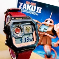 CASIO AE-1200 MOD ZAKU II custom made watch GUNDAM 全新 紅彗星 渣古高達 原裝錶連兩套錶帶
