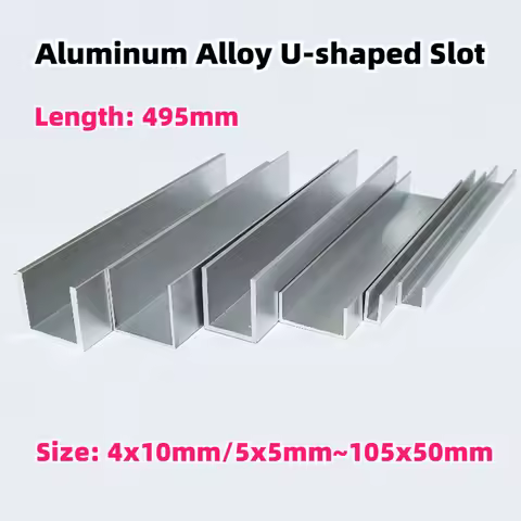 2-10Pcs Length 495mm Aluminum Alloy U-shaped Slot Rail Slot 4x10mm 5x5mm 5x10mm~105x50mm DLY Aluminu