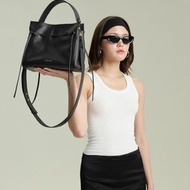 Marroque Wendy drawstring leather crossbody bag black