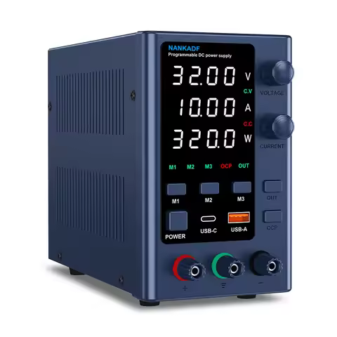 Adjustable DC Power Supply, 0-32V 0-10, Lab Power with USB and Type-C Fast Charge, Switching Power S
