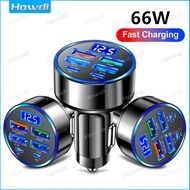 66W USB Car Charger Type C Fast Charging Phone Adapter For iPhone Charger Car Adapter Socket Cigaret