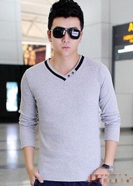 crewneck / kaos vneck leher double lengan panjang / vneck / vneck kancing lengan panjang / krah shan