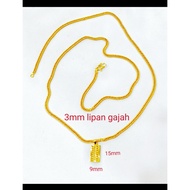 Elephant Centipede Neck Chain 3mm Gold Bangkok necklace free cop
