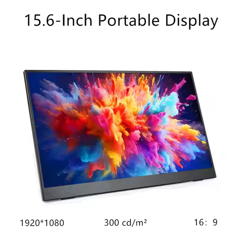 15.6 Inch Portable Monitor FHD 1080P USB Type-C HDMI Mini Display External Second Screen for Laptop