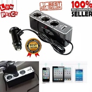 Car Charger 3 Socket Lighter + USB plug