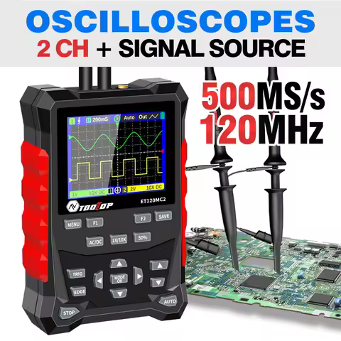 2024 Newest TOOLTOP ET120MC2 Dual Channel Digital Oscilloscope Signal Generator 120MHz 500MSa/S Mini